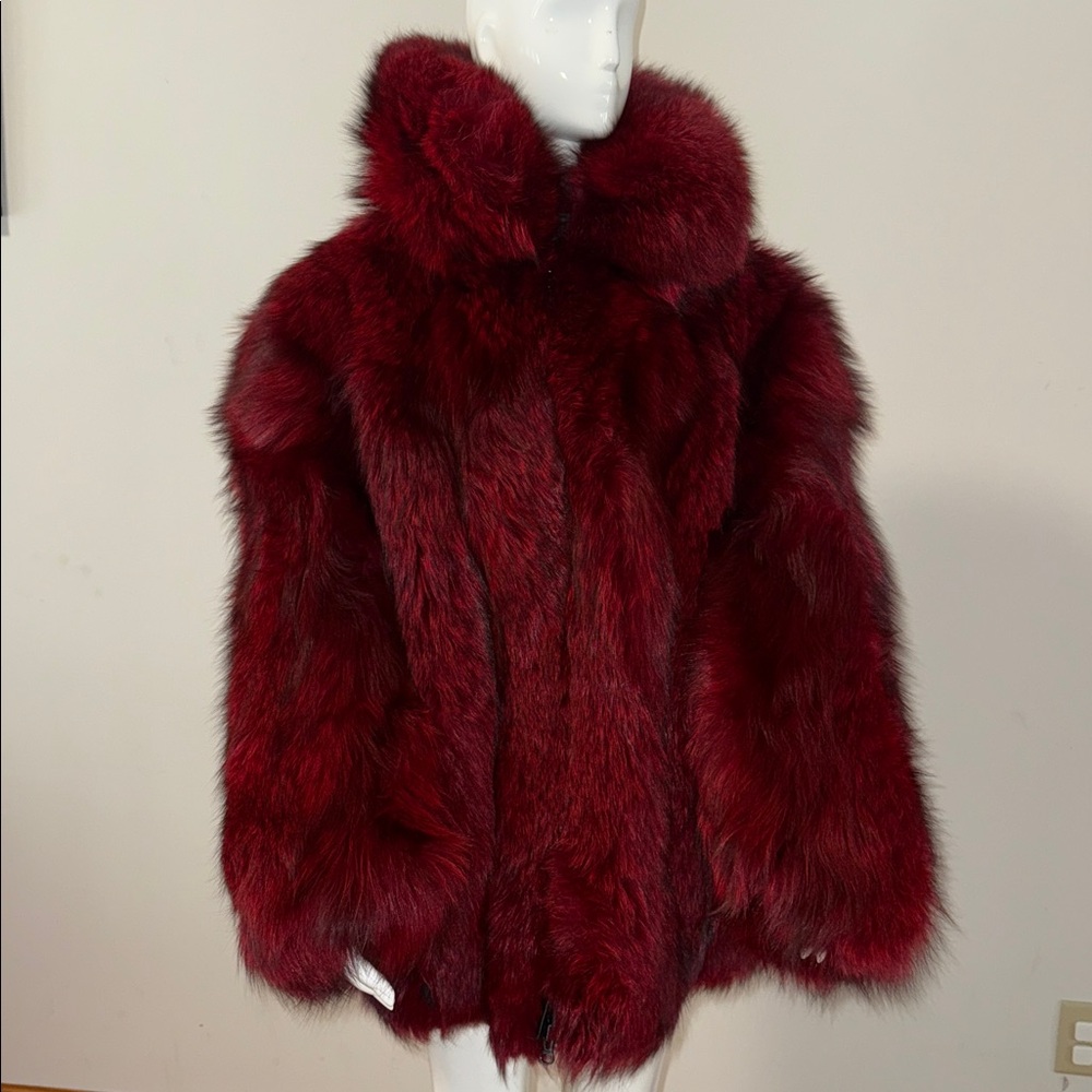 Luxurious Unisex Red Silver Fox Fur Coat